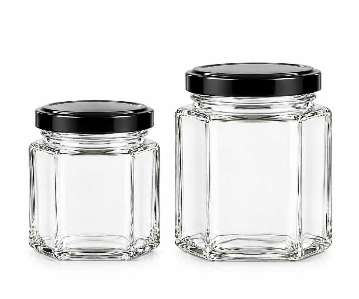 Wholesale Hexagonal Glass Jars